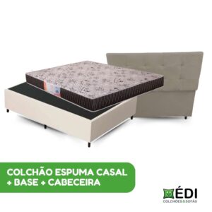 Colchão Espuma Casal + Base + Cabeceira
